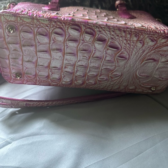 New Brahmin Pink Mini Asher Satchel Julep Ombre Leather Crossbody Bag - Picture 10 of 13